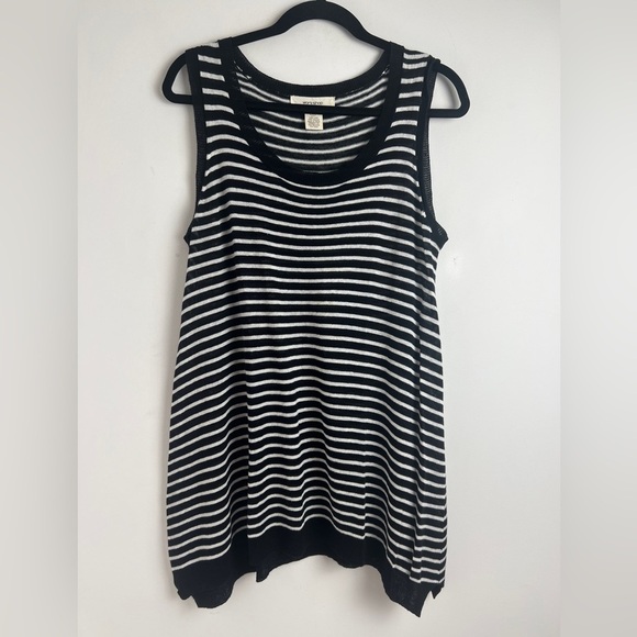 Andrea Jovine Workshop Black & White Stripe Linen Blend Lightweight Sweater Sz L - Picture 1 of 7